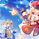 Anime girls frolic in a pond.